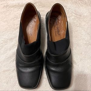 JOSEF SEIBEL Women Black Slip On Heels Loafers Shoes 39 8 8.5
